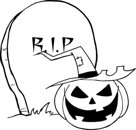 Rip gravestone pumpkin coloring page free printable coloring pages