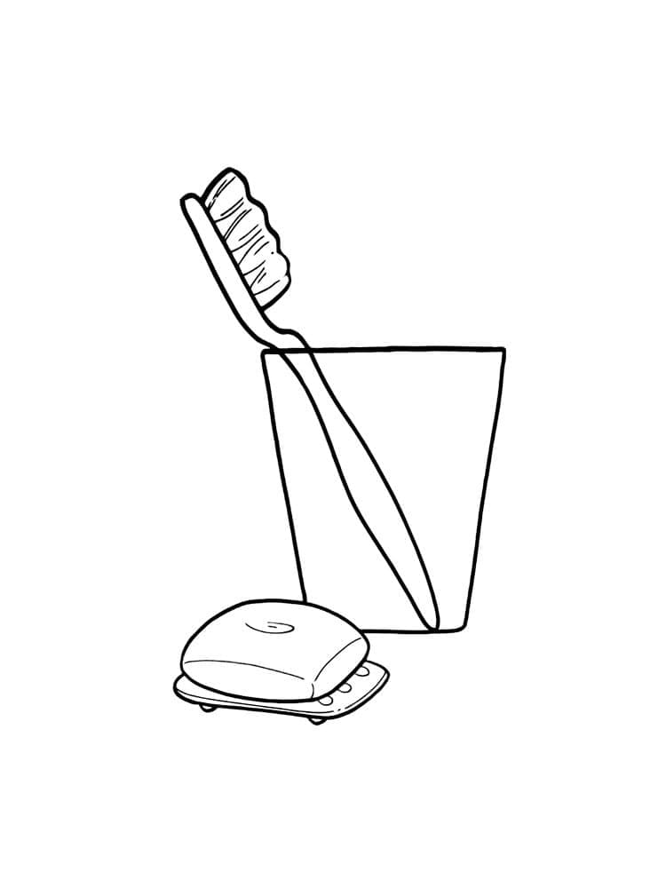 Soap and toothbrush coloring page