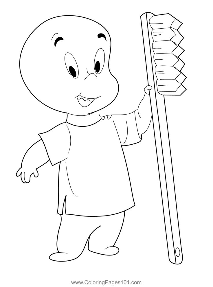 Casper with toothbrush coloring page coloring pages printable coloring pages printable coloring