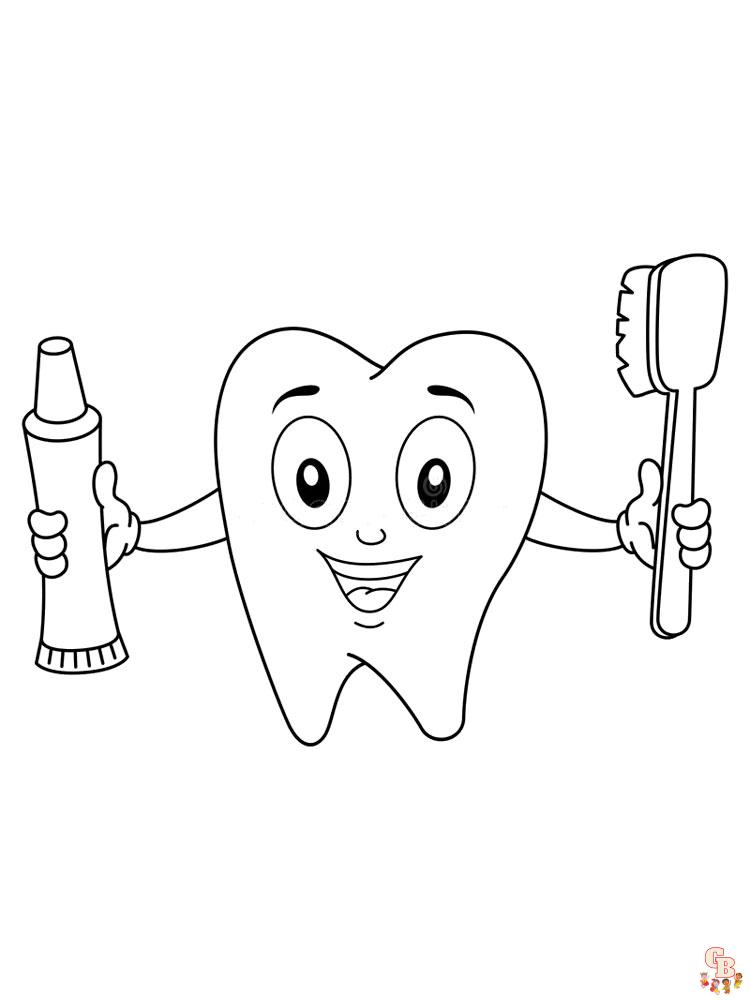 Tooth coloring pages for kids