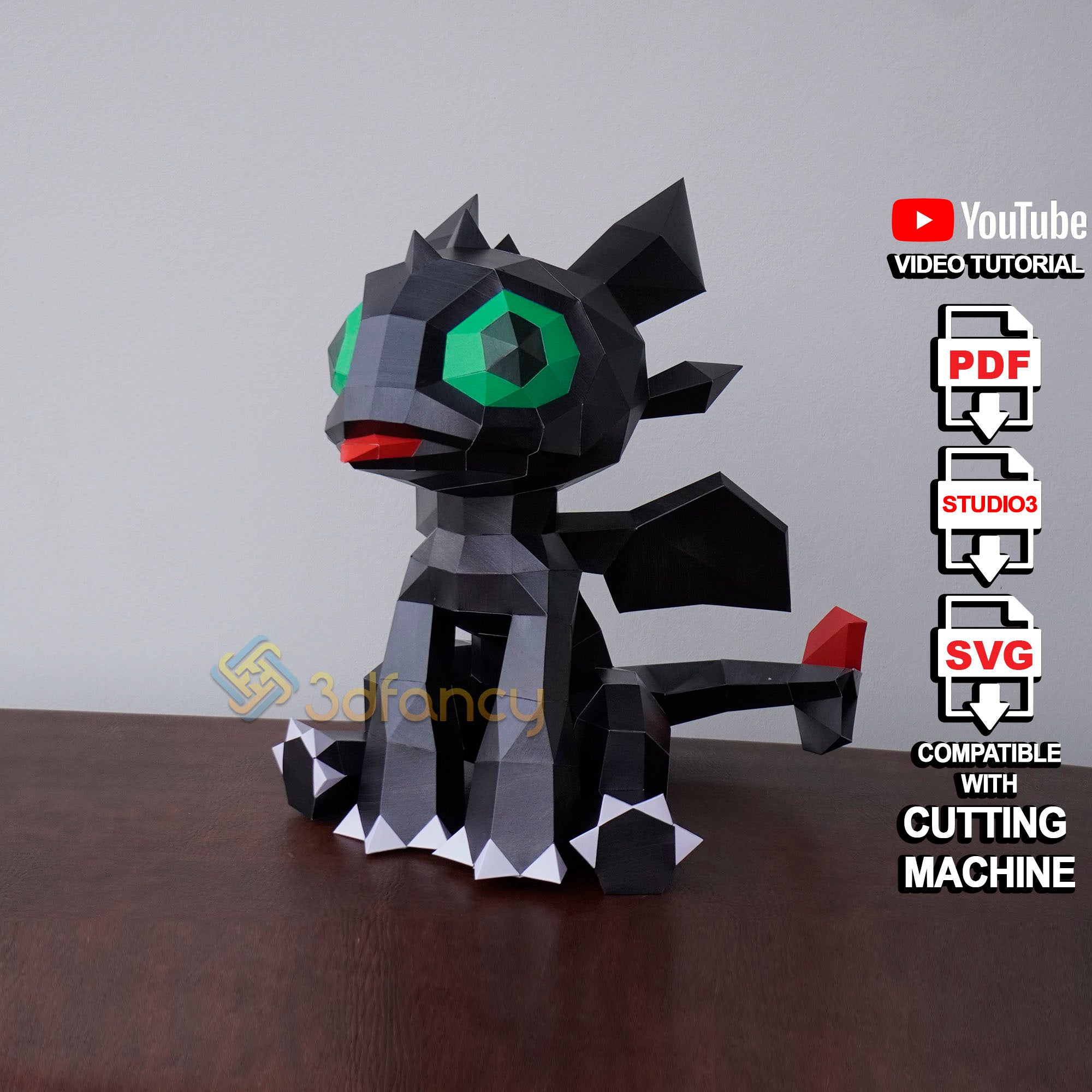 Toothless dragon papercraft pdf svg template â