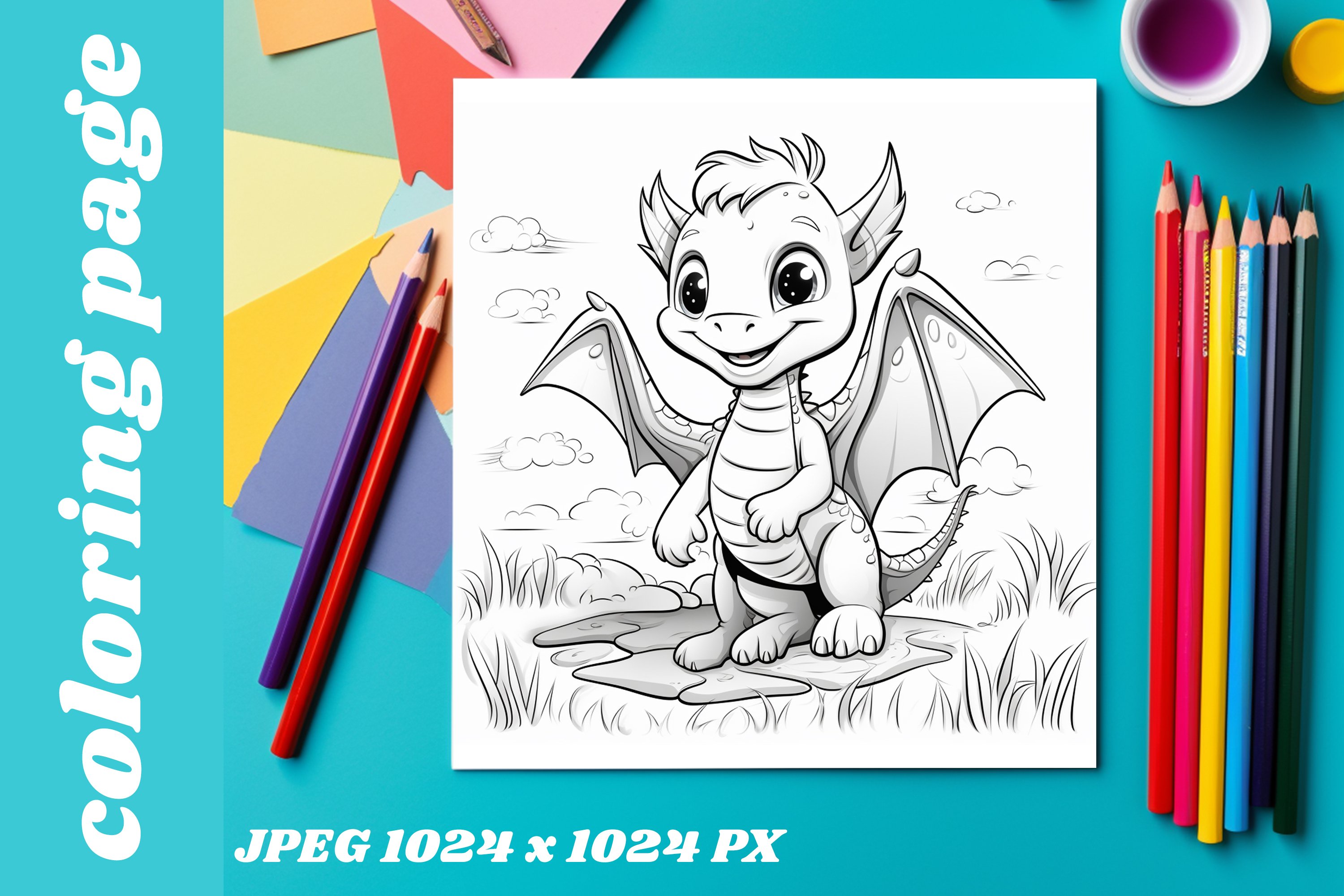 Coloring pagedragon baby