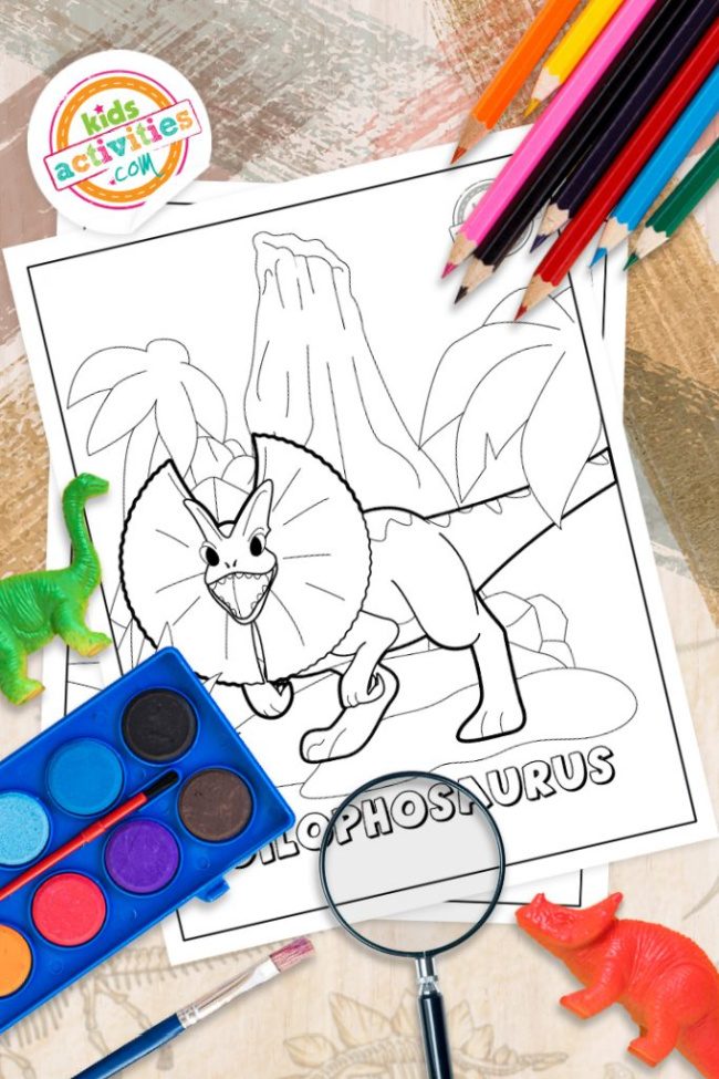 Dilophosaurus dinosaur coloring pages for kids kids activities blog