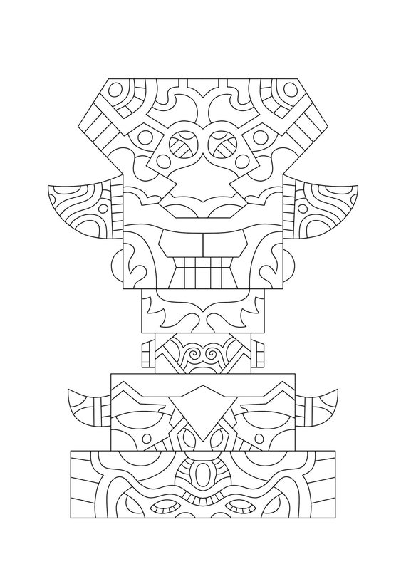 Pages with totem poles coloring pages