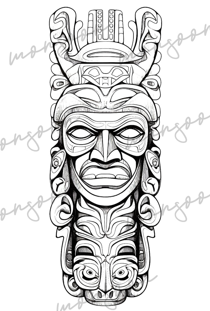 Native masks grayscale coloring book digital â monsoon publishing usa