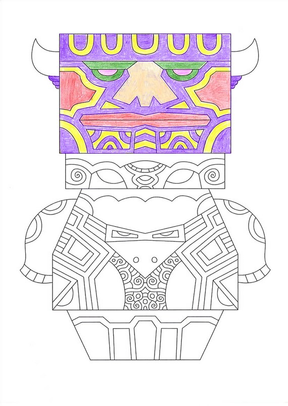 Pages with totem poles coloring pages