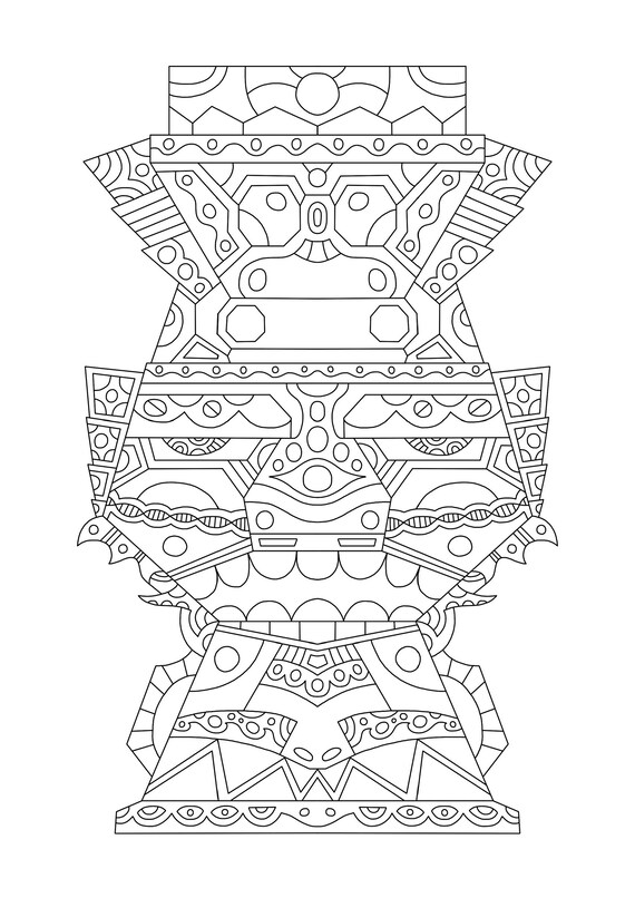 Pages with totem poles coloring pages