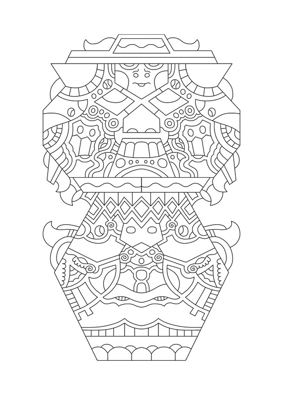 Pages with totem poles coloring pages