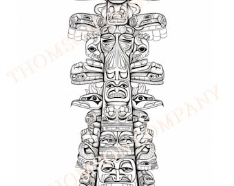 Intricate native american totem pole coloring pages to de