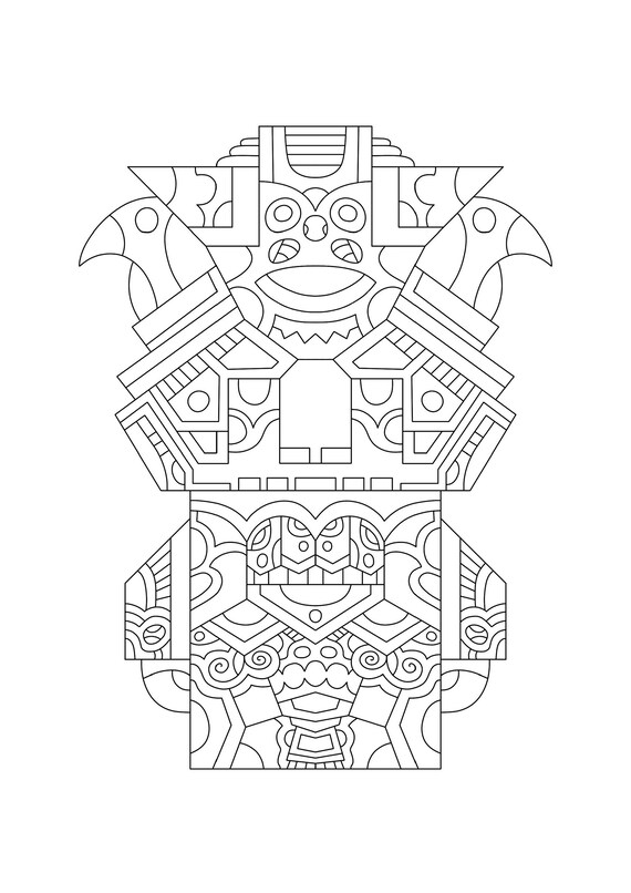 Pages with totem poles coloring pages