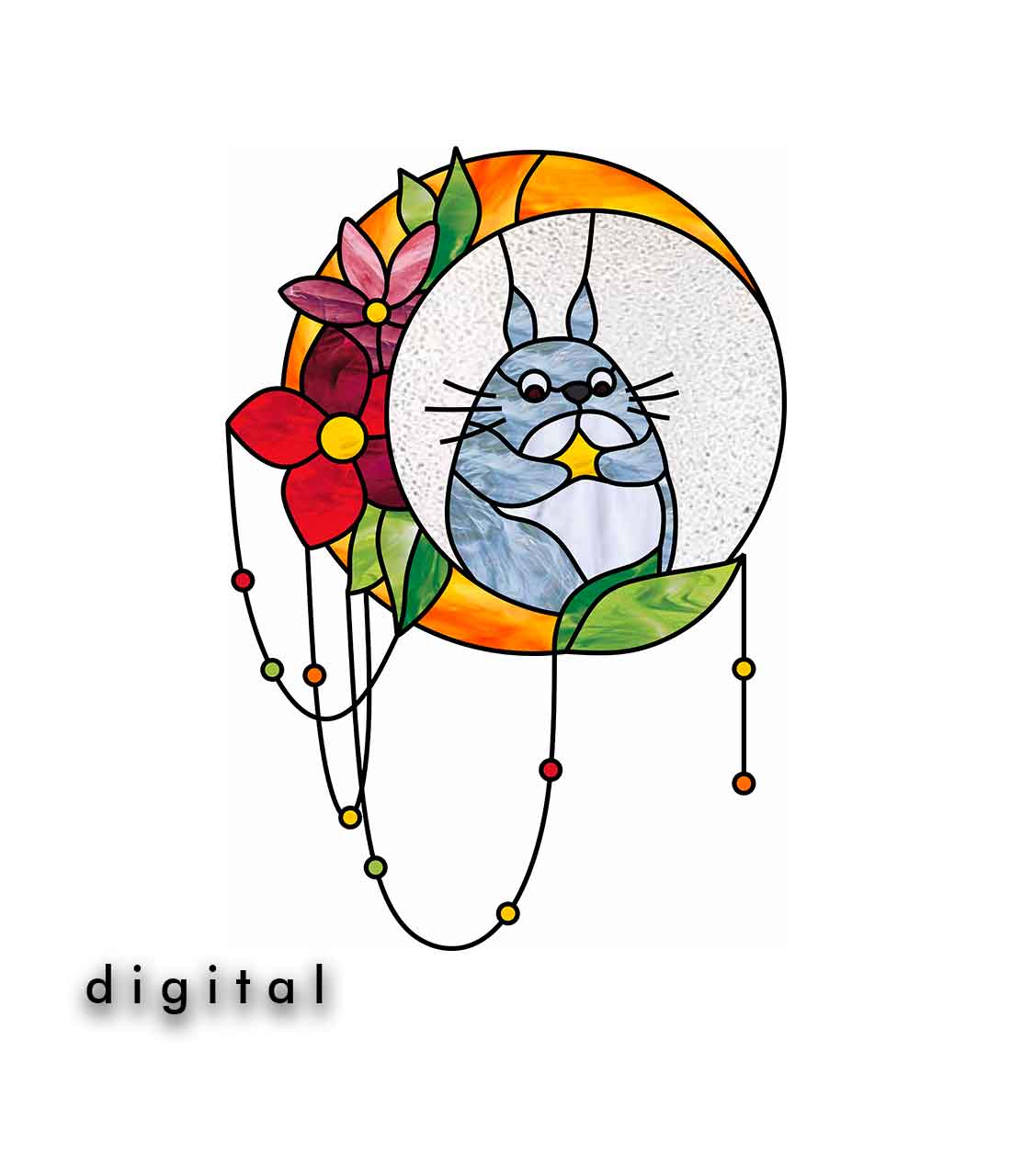 Anime totoro stained glass pattern â stained glass patterns suncatchers