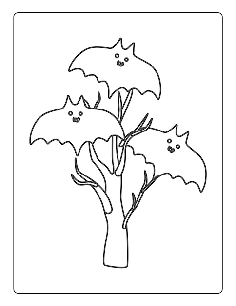 Premium vector halloween coloring pages for kids with hand drawn black color pumpkin sketch illustration
