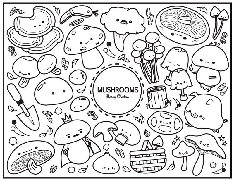 Mushroom colouring sheet by roseycheekes on