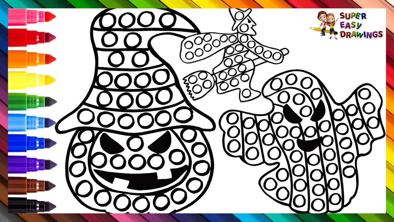 Drawing and coloring halloween pop its a pumpkin a witch and a ghost ðâïðððð ðððµð kids drawings