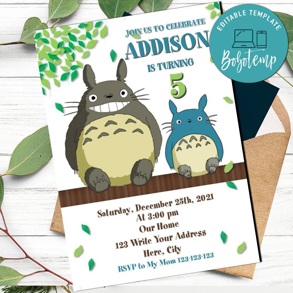 My neighbor totoro invitation template to print at home