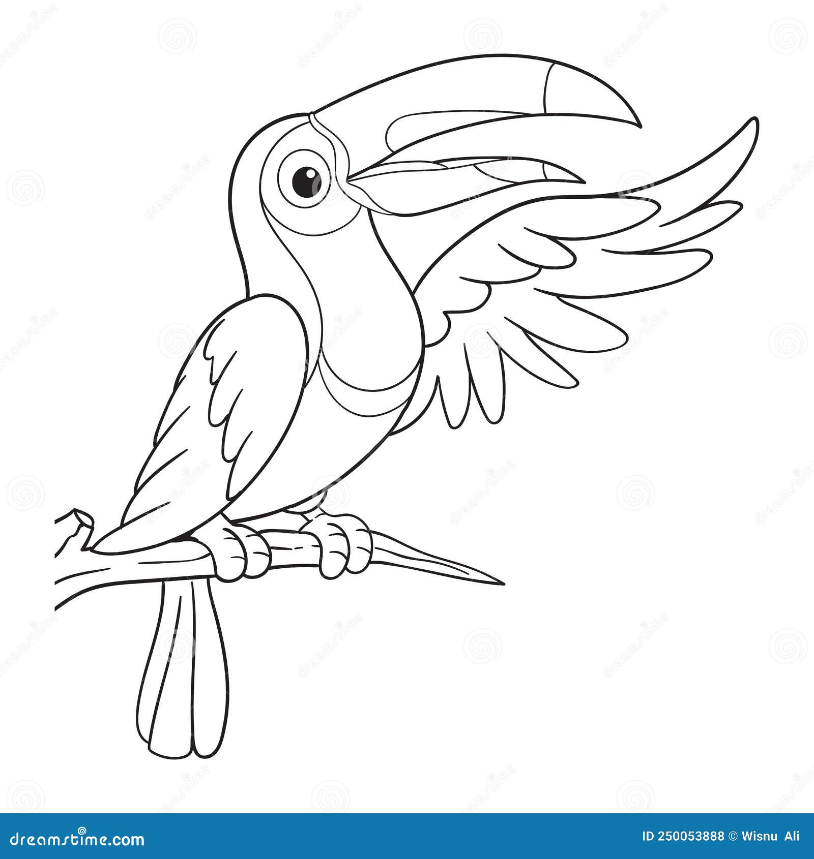 Coloring pages or books for kids cute toucan cartoon illustration stock vector