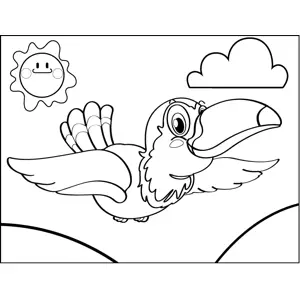 Happy soaring toucan coloring page
