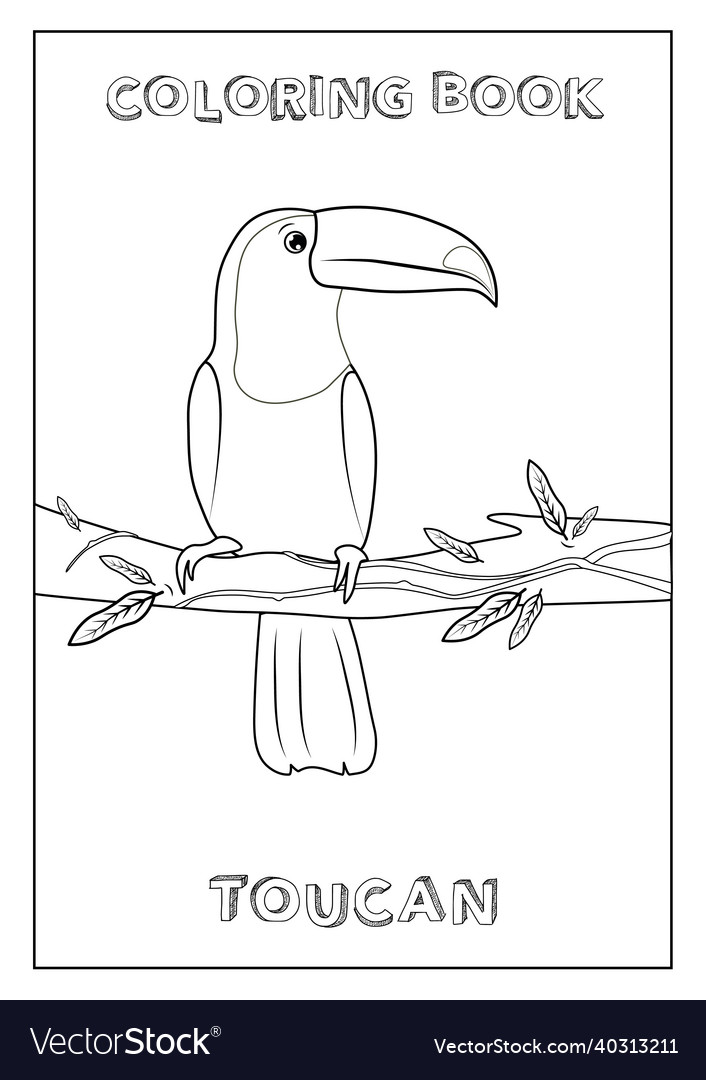 Coloring book toucan for kids ready to print vector image