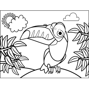 Proud toucan coloring page