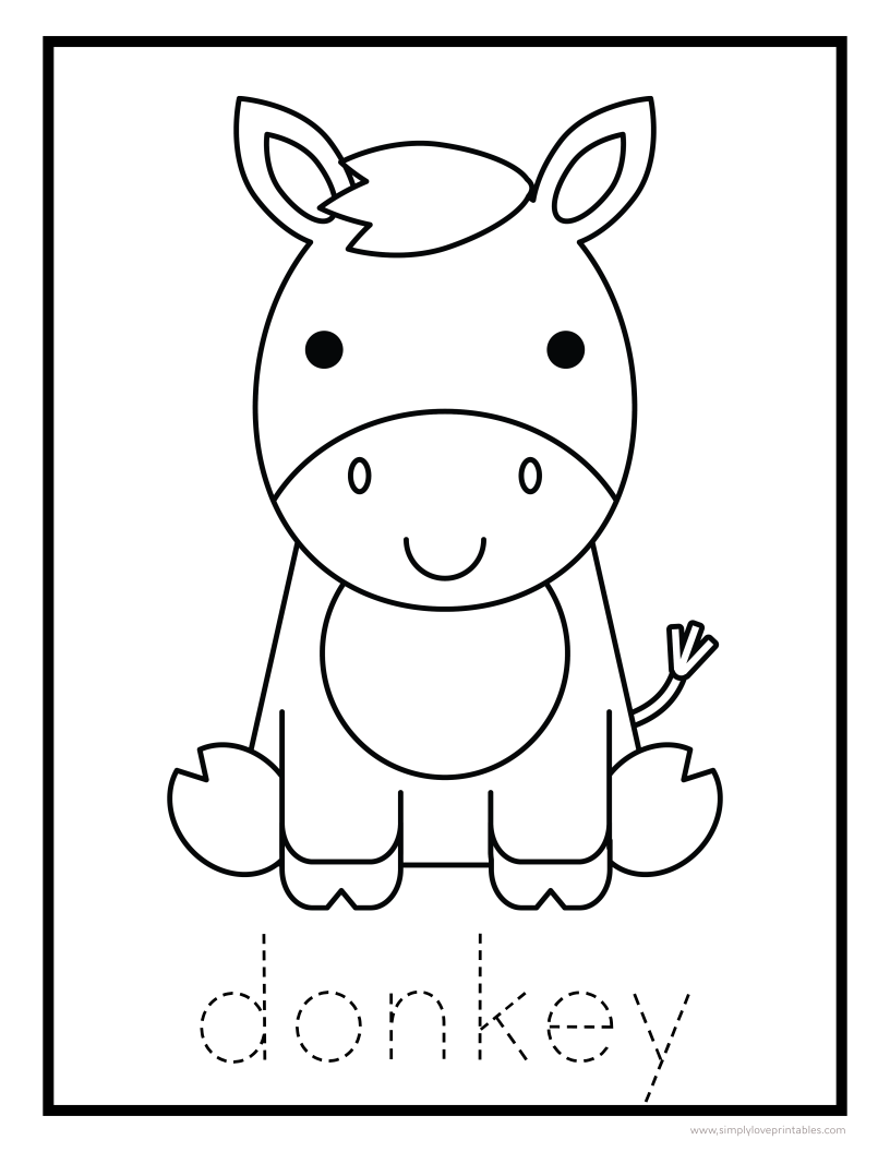 Free printable animal coloring pages with letter tracing