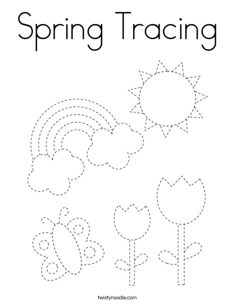 Spring tracing coloring page