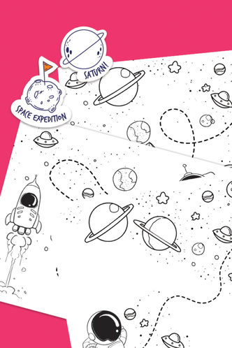Space trace and coloring printables for kids