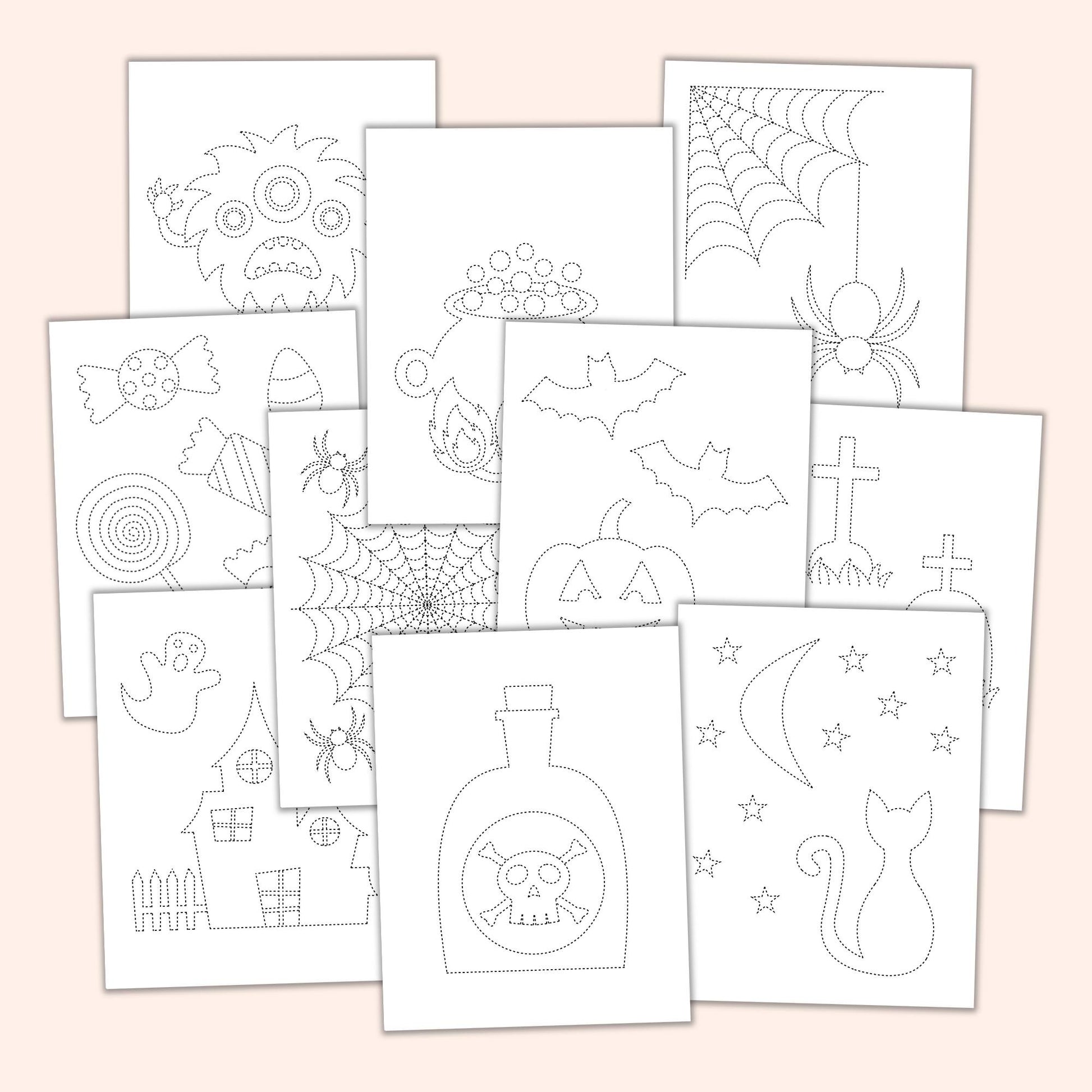 Halloween trace colour sheets â printables by the craft