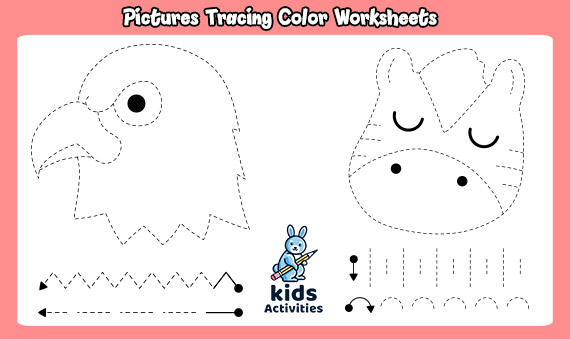 Pictures tracing color free worksheets for kindergarten â kids activities