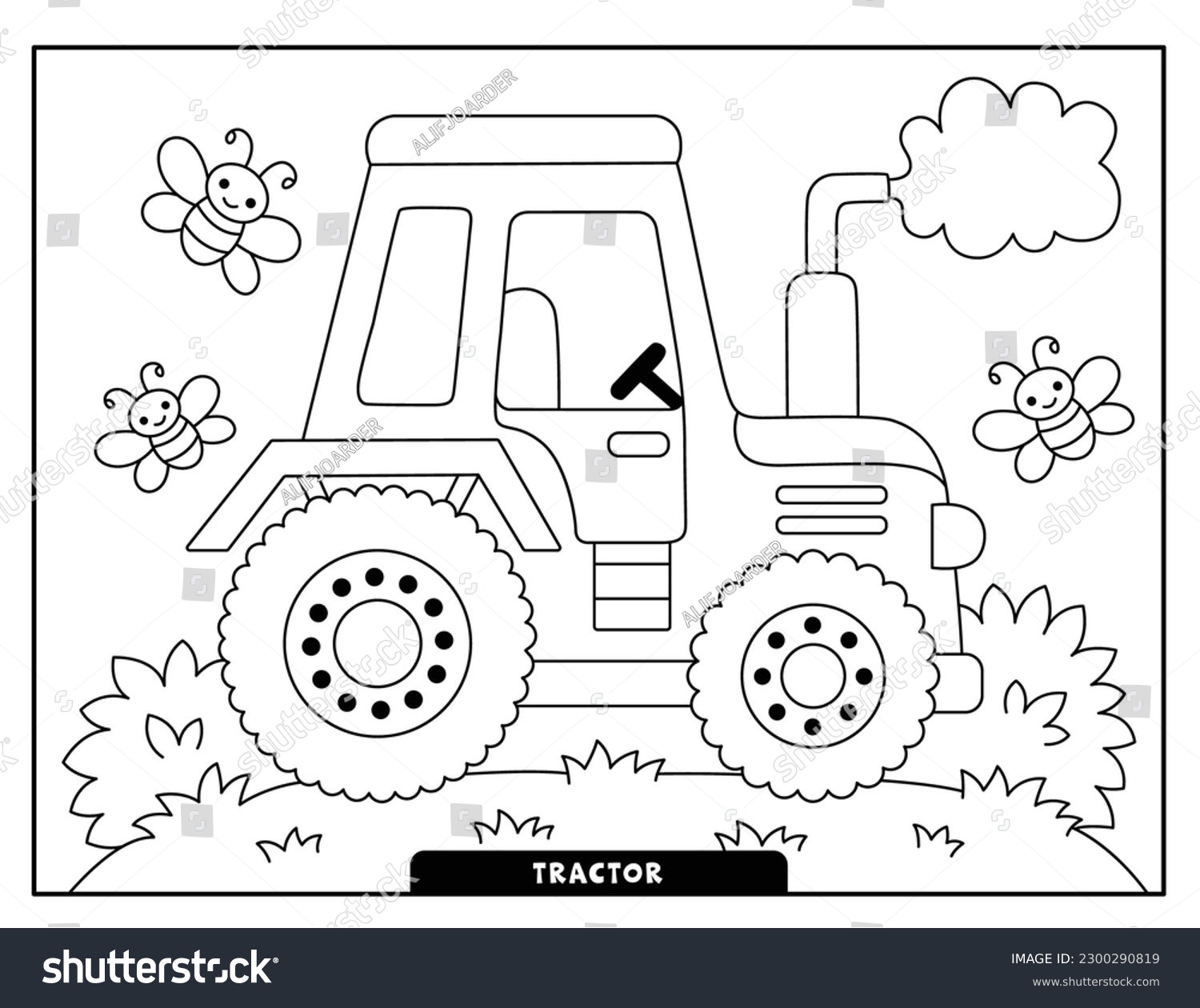 Tractor colouring over royalty