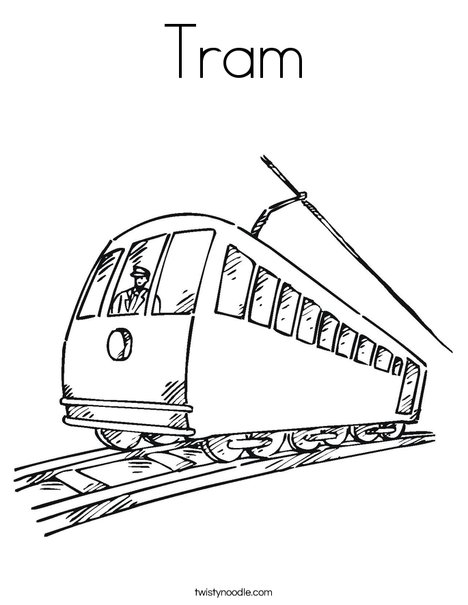 Tram coloring page