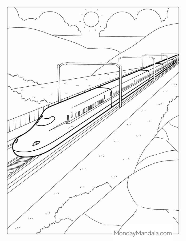 Train coloring pages free pdf printables