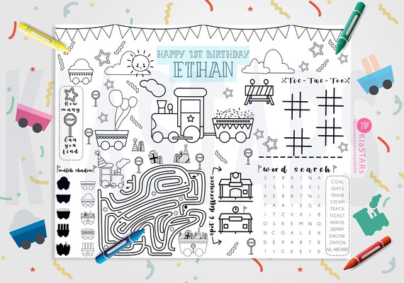 Train printable activity and coloring pages editable train birthday printable template steam engine choo choo chugga