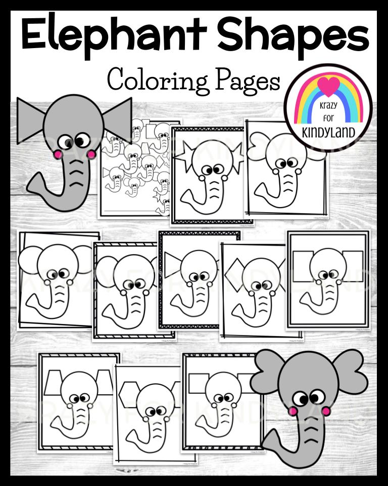 Elephant shape coloring pages booklet zoo savanna grassland forest activity