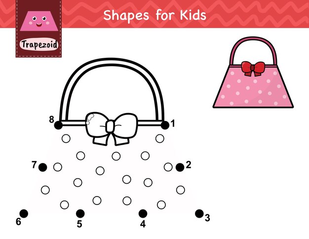 Premium vector dot to dot game for kids connect the dots and draw a cute bag learning trapezoid shape activity
