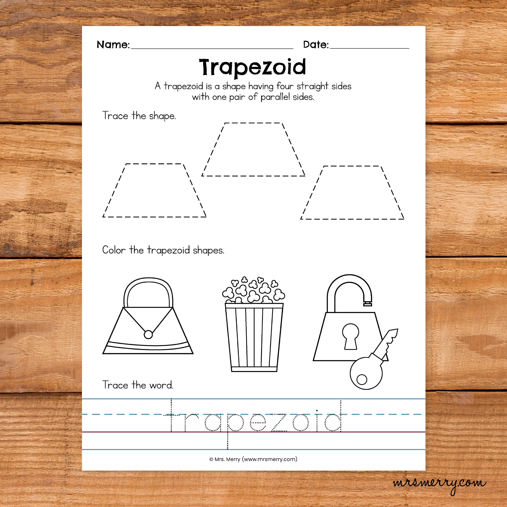 Shape tracing worksheets shape printables bundle â mrs merry