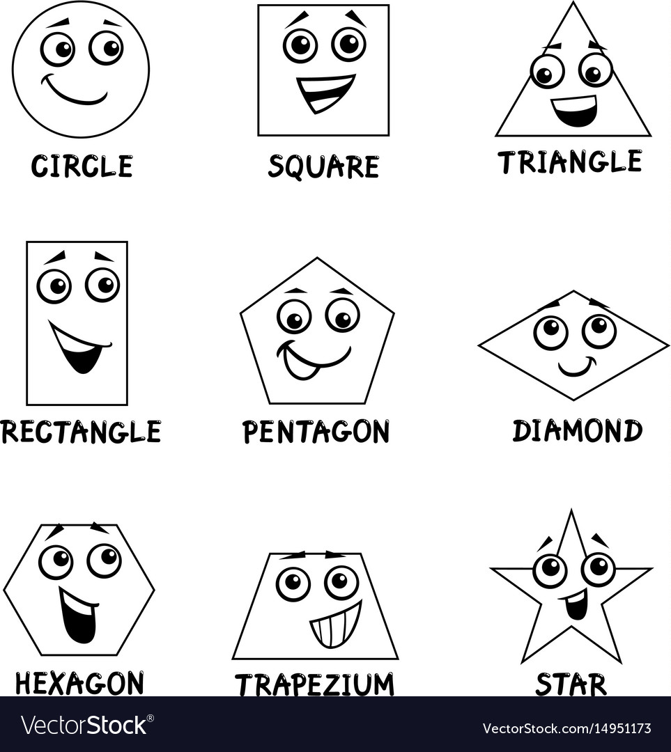 Geometric shapes coloring book royalty free vector image