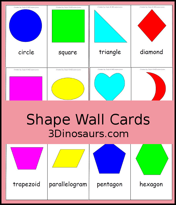 Collection of shape themed printables dinosaurs