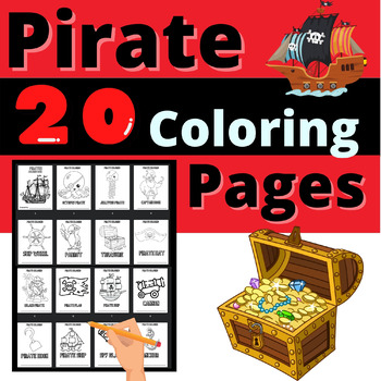 Pirate activity coloring book pages color read write activity resource no prep