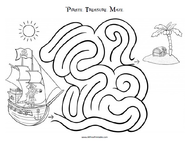 Pirate treasure maze â free printable