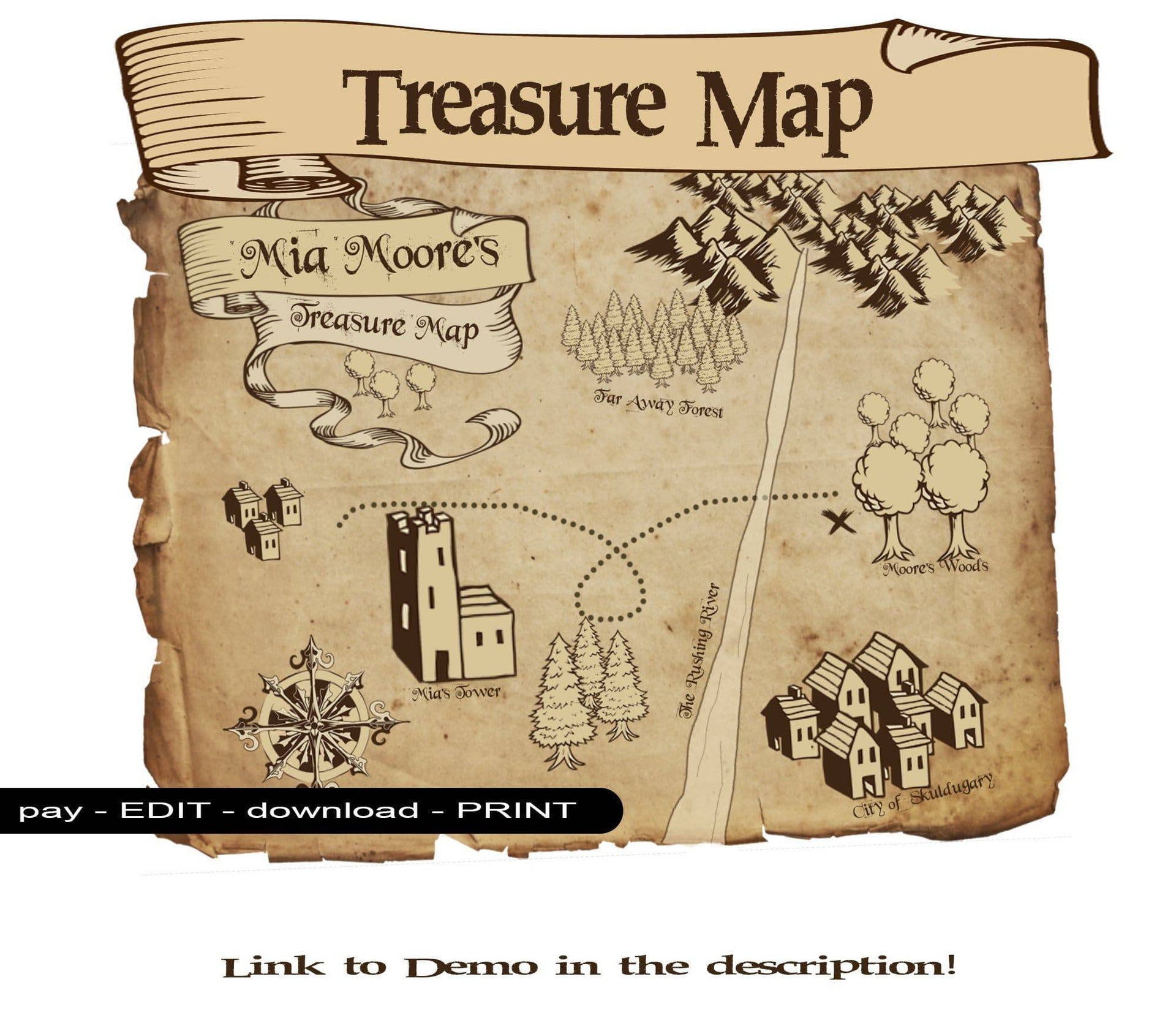 Kids treasure map printable pdf