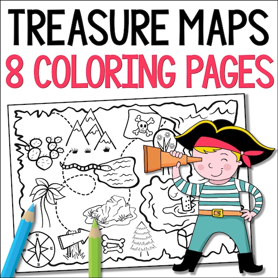 Pirate treasure map coloring pages treasure island maps to color printable pdf pirate mapping activities for kids talk like a pirate day