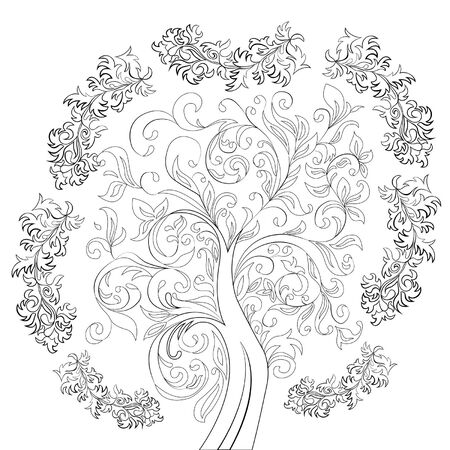 Fantasy tree coloring page stock vector illustration and royalty free fantasy tree coloring page clipart