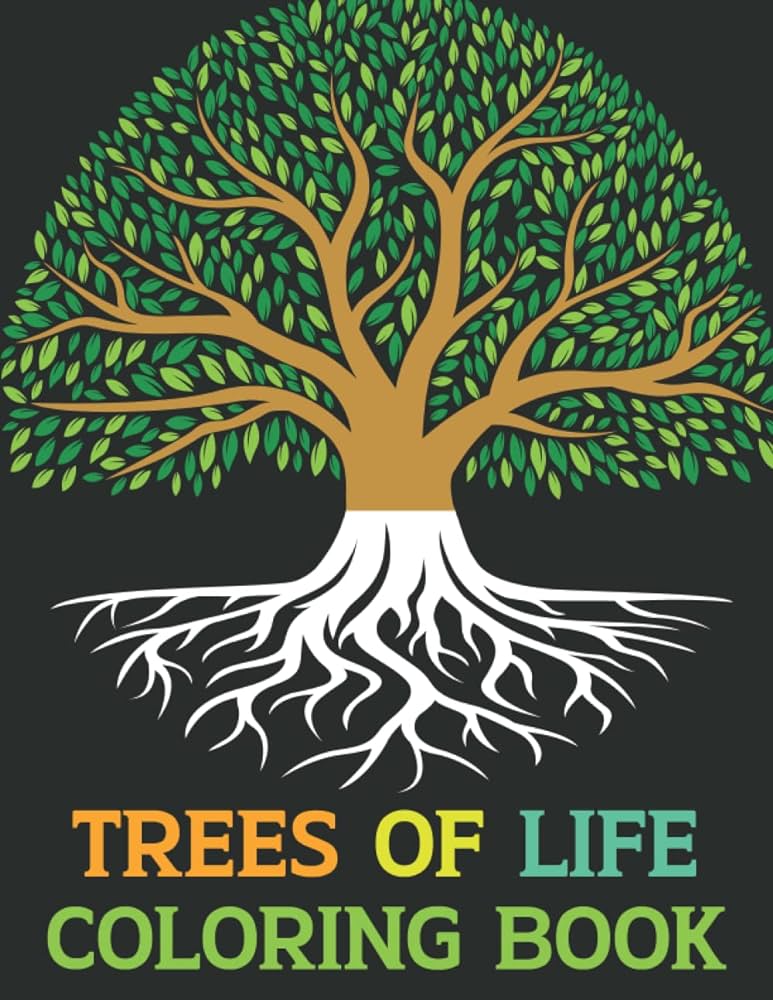 Trees of life coloring book printable tree activity coloring book for kids toddlers kinder and twins