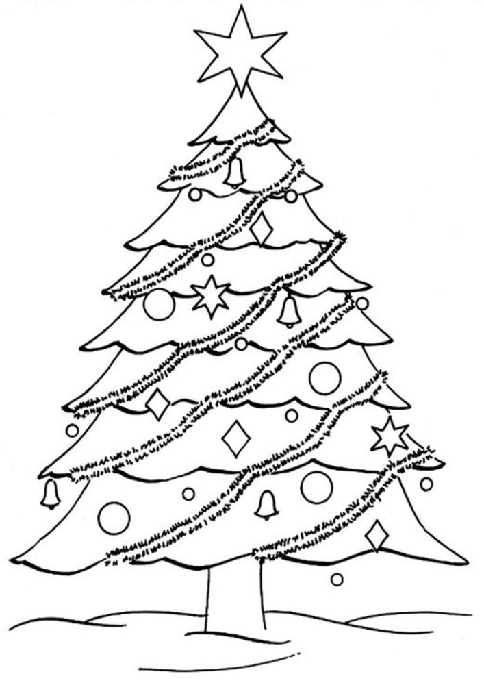 Free easy to print christmas tree coloring pages