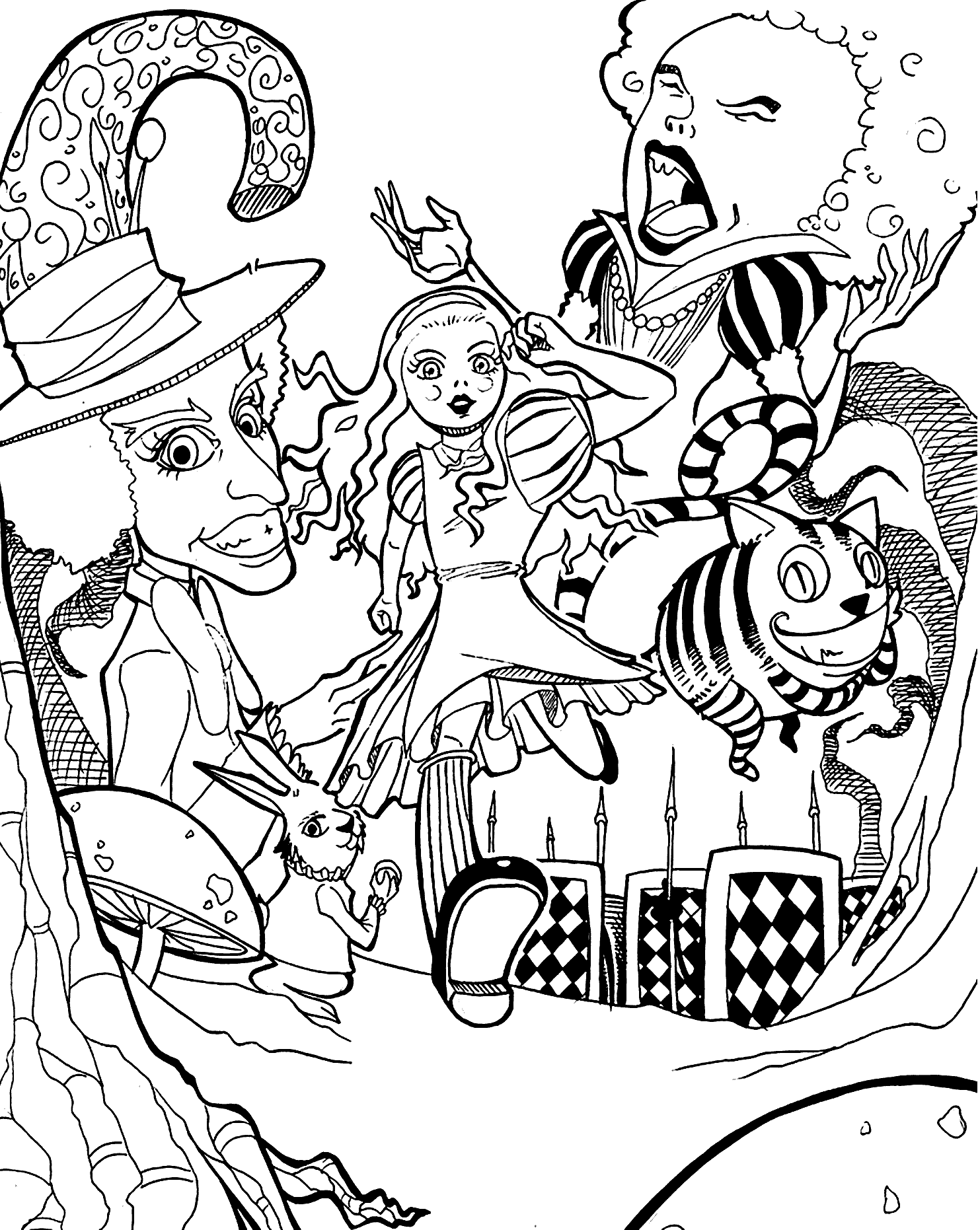 Alice in wonderland coloring pages movie for kids printable free adult coloring pages coloring pages cartoon coloring pages