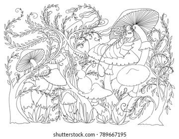 Wonderland coloring page images stock photos d objects vectors