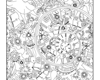 Alice in wonderland coloring pages