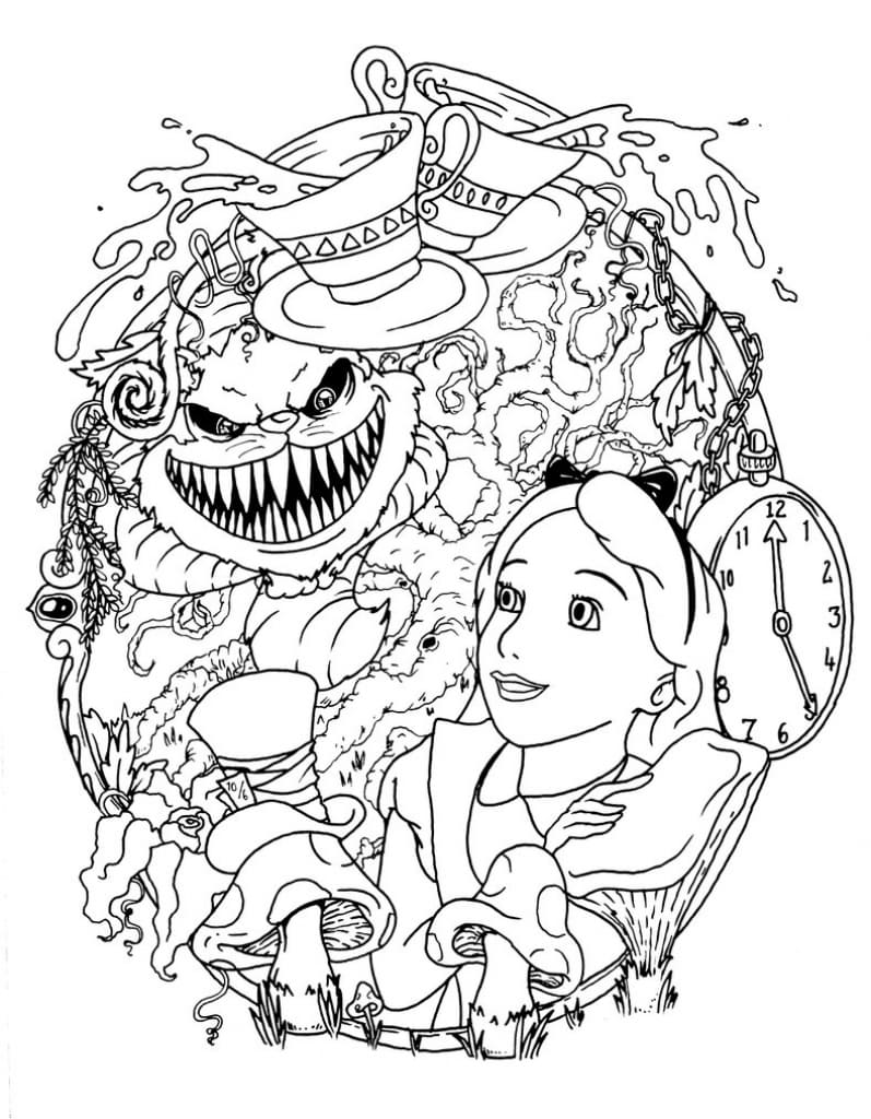 Alice in wonderland coloring pages