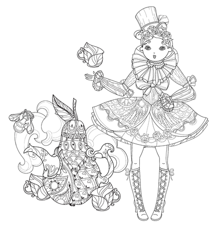 Alice in wonderland coloring pages stock photos and images