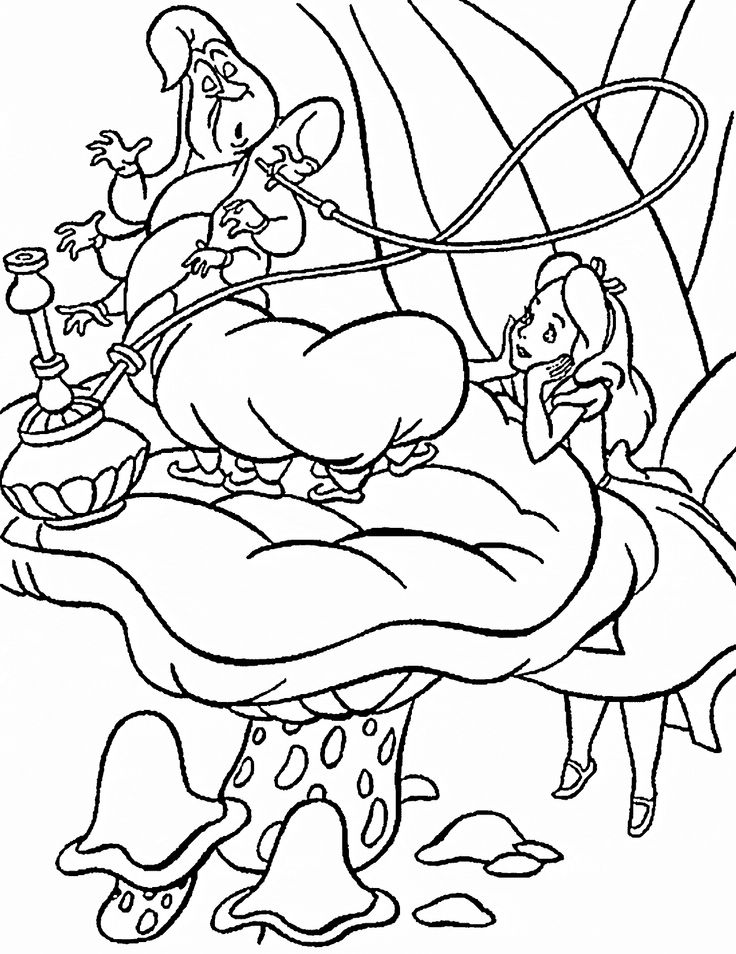 Alice in wonderland coloring pages caterpillar for kids printable free wonderland tattoo disney coloring pages alice in wonderland drawings